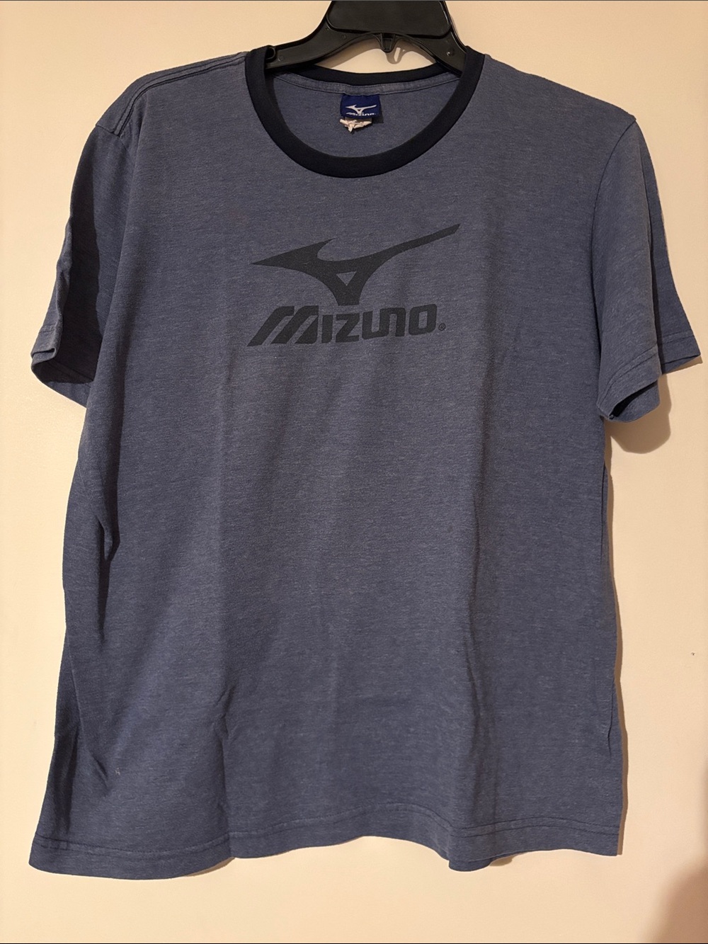 Vintage Men's Mizuno Ringer T Shirt Athletic Logo Casual Short Sleeve Blue large